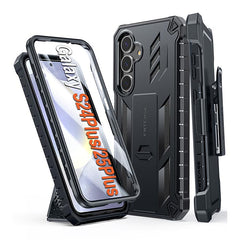 FNTCASE For Samsung Galaxy S25+/ S24+ 5G 6.2 inch Phone Case: Rugged Protective Phone Case with Belt Clip Holster and Kickstand