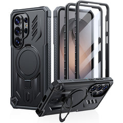 Magnetic Kickstand Case for Samsung Galaxy S26 Ultra 6.9”, Military Grade Protective Cover with Built-in Screen Protector & 2 Front Frames