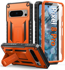 Pixel 8 Pro Full-body Dual Layer Rugged Military Shockproof Protective Phone Case with Built-in Screen Protector and Kickstand - FNTCASE OFFICIAL