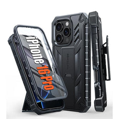 FNTCASE iPhone 16 Pro Phone Case: Rugged Protective Phone Case with Belt Clip Holster and Kickstand