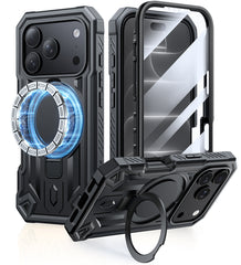 iPhone 18 Pro Case with Ring Holder Magnetic Kickstand Military Grade Shockproof Protective Rugged Cell Phone Cover