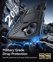 FNTCASE for iPhone 16 Case with Ring Holder Magnetic Kickstand Military Grade Shockproof Protective Rugged Cell Phone Cover