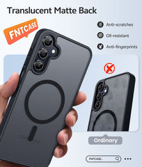 Samsung Galaxy A15 Phone Case: Magnetic Translucent Matte Shockproof Slim Phone Cover - Military Grade Drop Proof Hard Back Anti-Fingerprint Protective Case