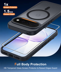 Google Pixel 11 Pro XL Case, FNTCASE Translucent Matte Magnetic Shockproof Cover, Military Drop-Tested Anti-Fingerprint Hard Back