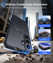 Samsung S26 FE Case: 360° Spin Magnetic Stand, MagSafe, Screen Protector, Translucent Matte Military Grade Shockproof Full Camera Protective Phone Cover