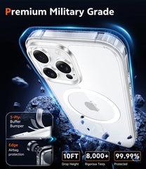 iPhone 15 Pro Clear Case: Magnetic Charging Anti Yellowing Shockproof Magsafe Support