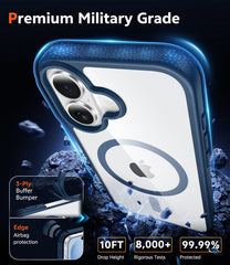 FNTCASE for iPhone 16 Plus Case: Clear Anti Yellowing Magnetic Military Grade Drop Protection Cell Phone Cover - Rugged Shockproof Protective Bumper Transparent