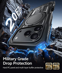 FNTCASE for iPhone 17 Pro Case with Ring Holder Magnetic Kickstand Military Grade Shockproof Protective Rugged Cell Phone Cover
