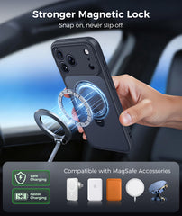 iPhone 18 Pro Max Case: 360° Spin Magnetic Stand, MagSafe, Screen Protector, Translucent Matte Military Grade Shockproof Full Camera Protective Phone Cover