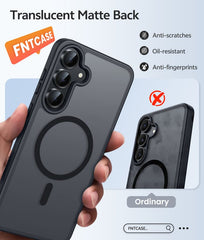 FNTCASE for Samsung Galaxy S25 FE Case: Strong Magnetic Translucent Matte Slim Shockproof Protective Drop Protection Phone Cover
