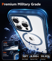 FNTCASE for iPhone 16 Pro Case: Clear Anti Yellowing Magnetic Military Grade Drop Protection Cell Phone Cover - Rugged Shockproof Protective Bumper Transparent