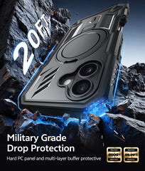 FNTCASE for iPhone 17 Case with Ring Holder Magnetic Kickstand Military Grade Shockproof Protective Rugged Cell Phone Cover