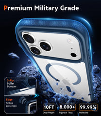 FNTCASE for iPhone 17 Pro Case: Clear Anti Yellowing Magnetic Military Grade Drop Protection Cell Phone Cover - Rugged Shockproof Protective Bumper Transparent