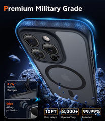 FNTCASE iPhone 15 Pro ケース: 強力なマグネット式半透明マットスリム耐衝撃落下保護電話カバー