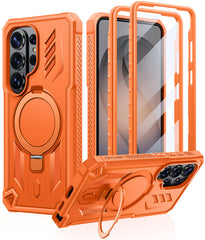 Magnetic Kickstand Case for Samsung Galaxy S26 Ultra 6.9”, Military Grade Protective Cover with Built-in Screen Protector & 2 Front Frames