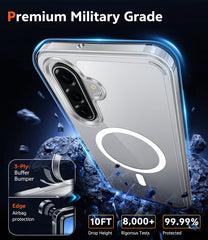Samsung Galaxy A17 A16 Clear Phone Case: Magnetic Charging Shockproof Magsafe Support