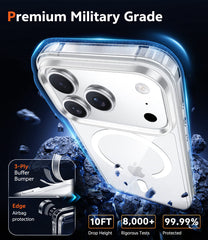 FNTCASE For iPhone 17 Pro 6.3 inch Clear Case: Magnetic Charging Shockproof Magsafe Support