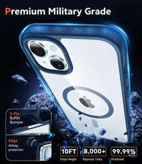 FNTCASE for iPhone 15 Plus 14 Plus Case: Clear Anti Yellowing Magnetic Military Grade Drop Protection Cell Phone Cover - Rugged Shockproof Protective Bumper Transparent