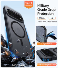 Google Pixel 11/ 11 Pro Case, FNTCASE Translucent Matte Magnetic Shockproof Cover, Military Drop-Tested Anti-Fingerprint Hard Back