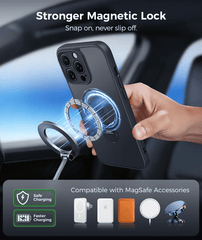 iPhone 13 Pro Case: 360° Spin Magnetic Stand, MagSafe, Screen Protector, Translucent Matte Military Grade Shockproof Full Camera Protective Phone Cover