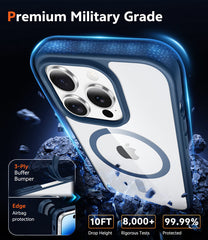 FNTCASE for iPhone 14 Pro Case: Clear Anti Yellowing Magnetic Military Grade Drop Protection Cell Phone Cover - Rugged Shockproof Protective Bumper Transparent