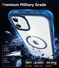 FNTCASE for iPhone 12 Mini 13 Mini Case: Clear Anti Yellowing Magnetic Military Grade Drop Protection Cell Phone Cover - Rugged Shockproof Protective Bumper Transparent
