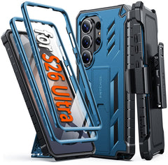 Samsung Galaxy S26 Ultra Case with Belt Clip Holster and Kickstand Military-Grade Protection Includes 2 Front Frames and a Built-in Screen Protector