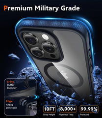 FNTCASE for iPhone 16 Pro Max Case: Clear Anti Yellowing Magnetic Military Grade Drop Protection Cell Phone Cover - Rugged Shockproof Protective Bumper Transparent