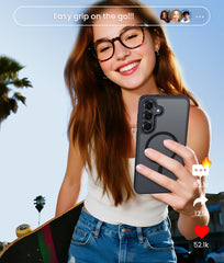 FNTCASE Samsung Galaxy S25 FEケース: 強力なマグネット式半透明マットスリム耐衝撃保護落下保護電話カバー