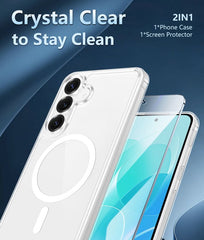 FNTCASE For Samsung Galaxy S25 FE 6.7 inch Clear Case: Magnetic Charging Shockproof Magsafe Support