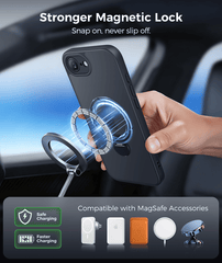 iPhone 17e/16e Case: 360° Spin Magnetic Stand, MagSafe, Screen Protector, Translucent Matte Military Grade Shockproof Full Camera Protective Phone Cover