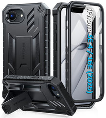 FNTCASE For iPhone SE 4/ SE 2025/ 16E Phone Case: Military Grade Shockproof with Built-in Screen Protector and Kickstand