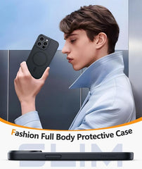 FNTCASE for iPhone 15 Pro Max Phone Case: Magnetic Slim Shockproof Anti-Scratch Matte Phone Cover - Full Covered Camera Protection Anti-Slip Drop Proof Silicone