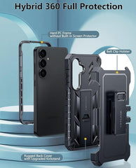 Galaxy S24 6.2 inches Case: Rugged Protective Phone Case with Belt Clip Holster and Kickstand