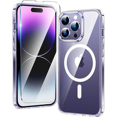 FNTCASE for iPhone 14 Pro Max Clear Phone Case: Magnetic Charging Shockproof Magsafe Support