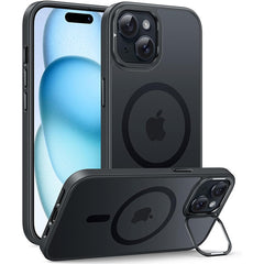 FNTCASE for iPhone 15 Phone Case: Magnetic Charging Shockproof Magsafe Support with Kickstand - Frosted Oil Spray Touch