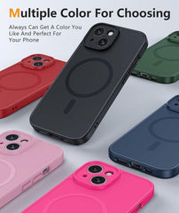 FNTCASE for iPhone 15 Phone Case: Magnetic Slim Shockproof Anti-Scratch Matte Phone Cover - Full Covered Camera Protection Anti-Slip Drop Proof Silicone