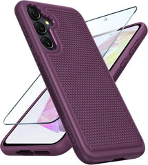 Samsung Galaxy A55 5G Phone Case: Dual Layer Heavy Duty Protective Cover Shockproof Rugged with Non-Slip Textured Back