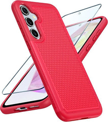 Samsung Galaxy A55 5G Phone Case: Dual Layer Heavy Duty Protective Cover Shockproof Rugged with Non-Slip Textured Back