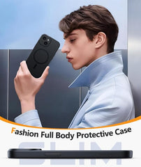 FNTCASE for iPhone 15 Phone Case: Magnetic Slim Shockproof Anti-Scratch Matte Phone Cover - Full Covered Camera Protection Anti-Slip Drop Proof Silicone