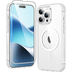 FNTCASE für iPhone 14 Pro Max Transparente Handyhülle: Magnetisches Laden Stoßfeste Magsafe-Unterstützung 