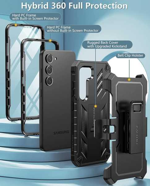  FNTCASE Funda para Samsung Galaxy S23-Plus: Funda protectora  resistente a prueba de golpes con funda de clip para cinturón y soporte