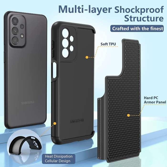 Galaxy A23 5G /4G LTE Protective Phone Case with Non-Slip Texture Black
