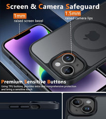 FNTCASE for iPhone 15 Plus 14 Plus Phone Case: Magnetic Charging Shockproof Magsafe Support - Frosted Oil Spray Touch