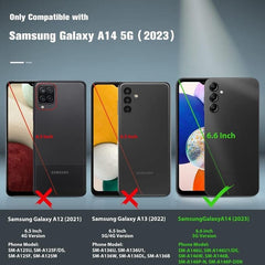 Galaxy A14 5G ミリタリーマットテクスチャードバンパー頑丈なカバーケース、キックスタンド付き