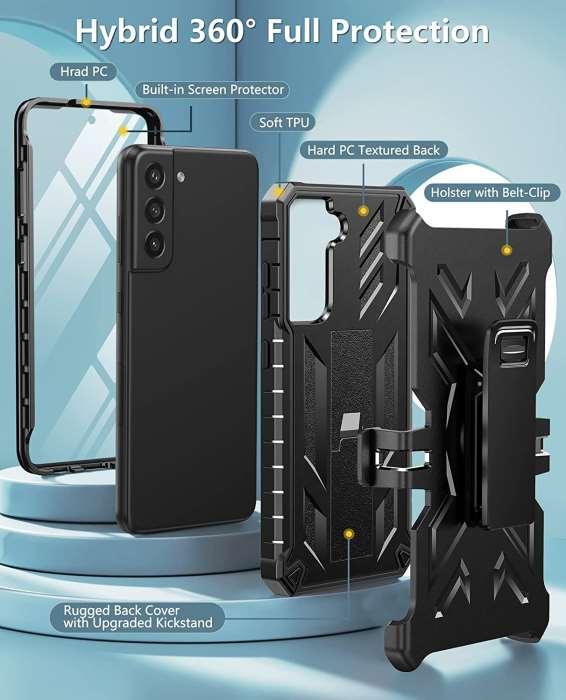 Galaxy S21 FE 5G 6.4inch Military Grade Cover with Kickstand, Belt Clip Holster & Screen Protector - FNTCASE OFFICIAL