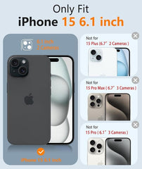 FNTCASE for iPhone 15 Phone Case: Magnetic Slim Shockproof Anti-Scratch Matte Phone Cover - Full Covered Camera Protection Anti-Slip Drop Proof Silicone