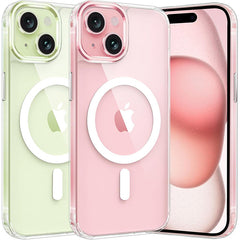 iPhone 15 Plus Clear Case: Magnetic Charging Anti Yellowing Shockproof Magsafe Support