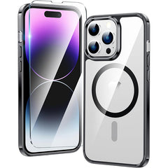 FNTCASE für iPhone 14 Pro Max Transparente Handyhülle: Magnetisches Laden Stoßfeste Magsafe-Unterstützung 