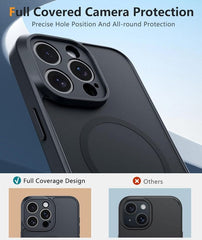 FNTCASE for iPhone 15 Pro Max Phone Case: Magnetic Slim Shockproof Anti-Scratch Matte Phone Cover - Full Covered Camera Protection Anti-Slip Drop Proof Silicone